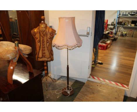1940's stained wood and metal standard lamp