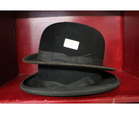 Two vintage bowler hats - Hedform and The Aero-Fan hat