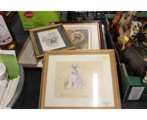 A small quantity of mixed Art work to include a Gill Evans Schnauzer dog print and other pictures 