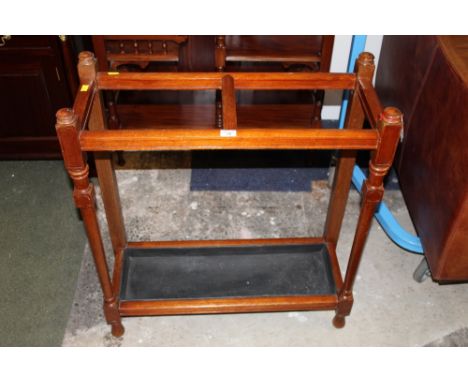 Mahogany two division stick/umbrella stand with drip tray