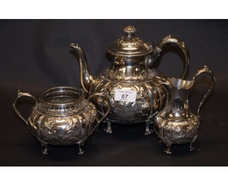 A Victorian silver-plated three piece tea service