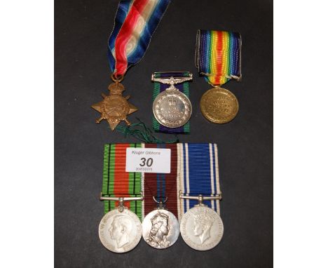 A selection of various First and Second World War British medals, along with a Elizabeth Coronation medal for police long ser