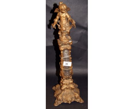 A gilt spelter thermometer garniture, for restoration