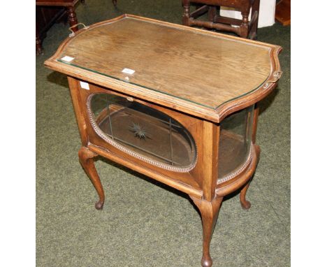 Antique glass and oak buffet unit 