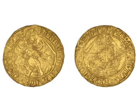 Henry VII (1485-1509), Angel, type V, mm. pheon, reads fr and rede, 5.16g/12h (SCBI Ashmolean 57ff; Schneider 542-4 var.; N 1