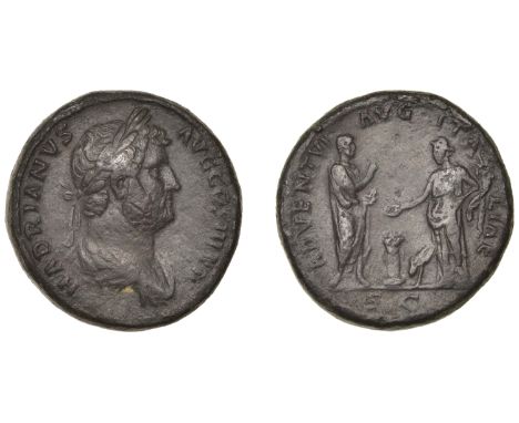 Roman Imperial Coinage, Hadrian, Sestertius, c. 130-3, laureate draped bust right, rev. Hadrian standing right, raising right