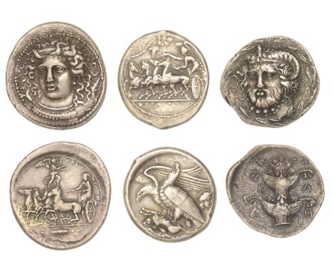 SICILY, Akragas, Tetradrachm, 410-06, a late 19th century copy, 15.54g (cf. BMC 59); Syracuse, Tetradrachm, 405-400, a late 1