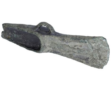 Bronze Age, palstave, c. 1300-1100 BC, 15.8cm long by 4cm wide by 3cm thick, curved cutting edge with a central vertical rib,