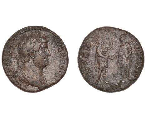 Roman Imperial Coinage, Hadrian, Sestertius, c. 133-5, laureate draped bust right, rev. Roma standing right, holding spear an