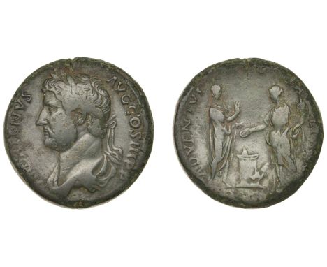 Roman Imperial Coinage, Hadrian, Sestertius, c. 130-3, laureate draped bust left, rev. Hadrian standing right, holding scroll