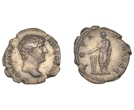 Roman Imperial Coinage, Hadrian, Denarius, c. 137-8, bare-headed bust right, rev. emperor standing left, holding patera over 