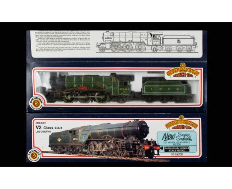 Bachmann Branch line Cresley - Scale Model 0-0 Gauge V2 Class 2-6-2 Locomotives ( 2 ) with Fly Wheel Gear Drive Motor. 1/ V2 