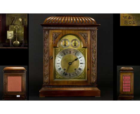 Winterhalder and Hofmeier Black Forest Large and Impressive Walnut Cased Mantel Clock, 8 Day Striking Movement Strikes on a G