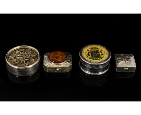 A Fine Collection of Small Silver Lidded Boxes all fully hallmarked for Sterling silver. Please see photo, 4 boxes in total, 
