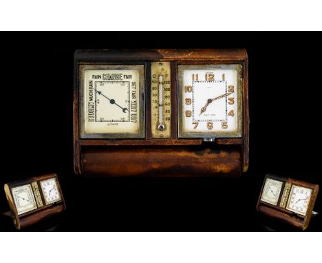 Jaeger Le Coultre Retailed By Asprey Early 20th Century Travel Clock And Barometer The barometer marked Le Coultre, in chrome