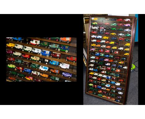 Model Car Interest - Impressive Display Of Model Cars Housed In A Display Cabinet. 96 Model Cars In Total. To Include Shell, 