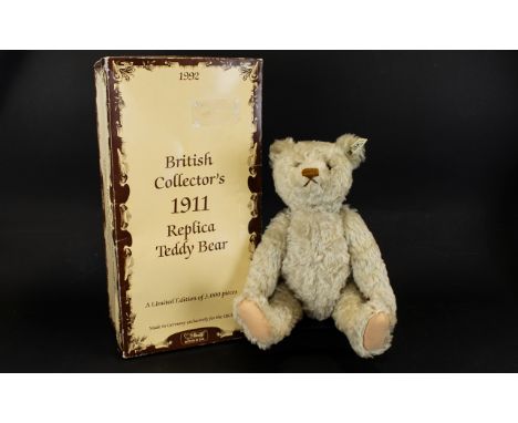 Steiff Teddy "British Collectors 1911 Replica Teddy Bear" Limited Edition 1260/3000, Complete With Original Certificate And B