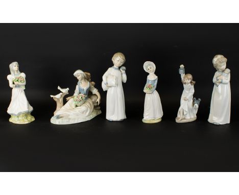 A Neo Figurine In the form of a young girl in nightgown with lantern, marked to base, 7 inches in height, good condition. Alo