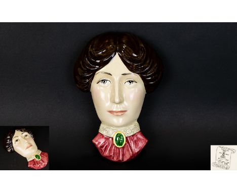 Kevin Francis - Special Ltd and Numbered Edition Handmade and Hand Painted Ceramic Wall Face Mask of Charlotte Rhead. This Is