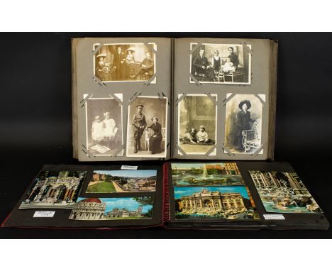 Two Postcard Albums Containing A Quantity Of Cards The first, mostly pre 1920's containing mostly portraits, some topographic