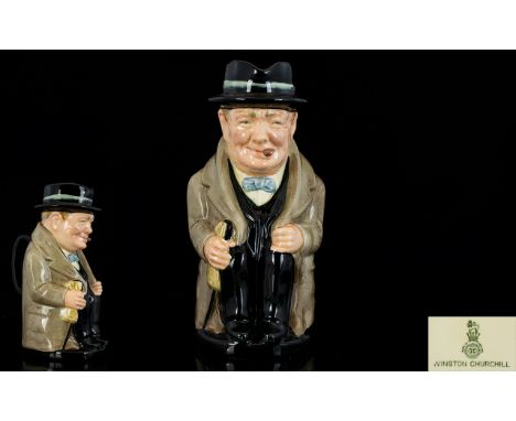 Royal Doulton Handpainted Early Toby Jug 'Winston Churchill' Large Size D 6171, Designer Harry Fenton issued 1941 - retired. 