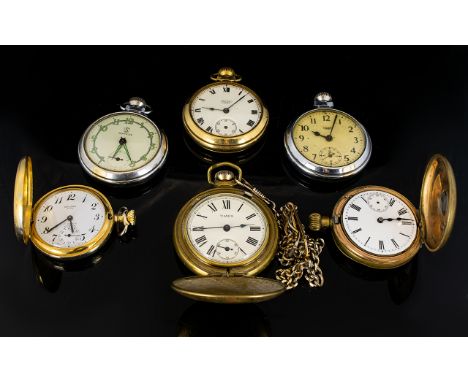 A Mixed Bag Of Pocket Watches six in total to include two full hunters, Demi hunter and three open faced. Makes to include Sm