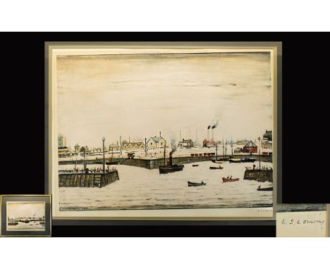 Laurence Stephen Lowry 1887-1976 Artist Signed Ltd and Numbered Colour Lithograph. Titled 'The Harbour' Limited edition of 85