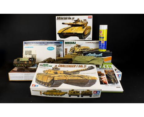 Model Kits Interest To Include M60A1 U.S Marine M60A1 With Reactive Armor, Modelcraft Challenger 1 Precision 1/35 Scale, Iden