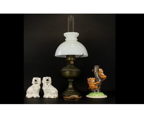 A Small Mixed Lot Containing a pair of Staffordshire spaniels, Brentleighware ceramic Koala lamp base, stoneware plaque -sign