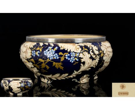 James Macintyre Superb Quality and Early Period Silver Mounted Salad Bowl - Dated 1892 - 93, Registration number: 186895. Dec