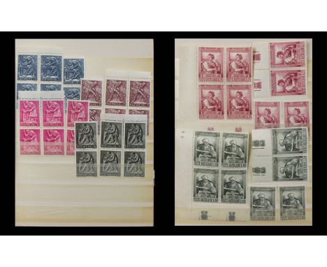 Album Of Vatican Stamps In Blocks Mainly 1960's most stamps in mint condition, also 1942 and 1943 sets, 1959 Nativity set, 19