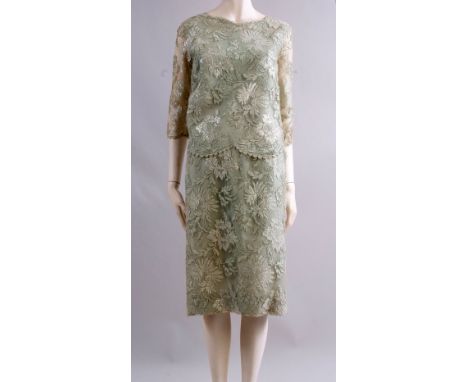 A 1950's Christian Dior Evening Ensemble. This beautiful Chic evening skirt and top made from tulle, appliqued with lace and 