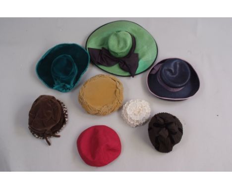 Eight Vintage ladies Hats.  A collection of hats for all occassions from the 60's and 70's. (8) 