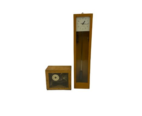 A mid-20th century Gent of Leicester(Blick Electric) Pulsynetic Master Clock in a full length glazed wooden case, with a squa