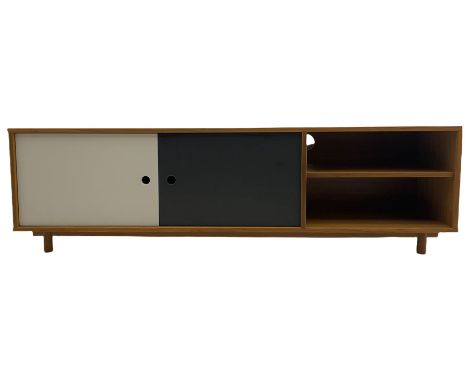 John Green for Snowhome of York - walnut finish sideboard/television stand, fitted with cupboard and shelfDimensions: Height: