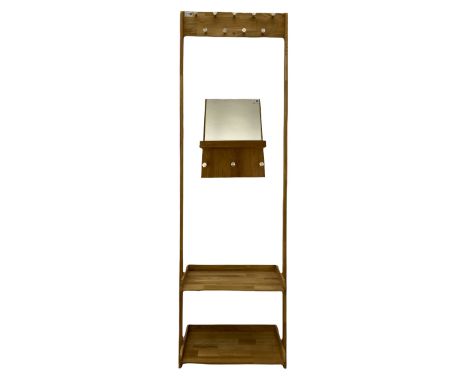 Futon Company - hallstand fitted with hooks and two shelves (W55cm, H181cm, D47cm), and a wall mirror with shelf and hooks (3