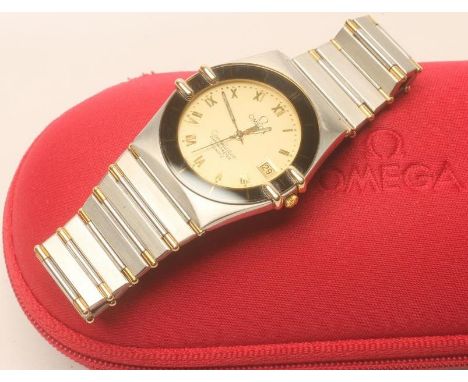 A GENTLEMAN'S OMEGA CONSTELLATION CHRONOMETER, the circular matt gilt dial with applied gilt metal even Roman numerals and li