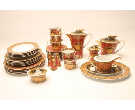 VERSACE FOR ROSENTHAL - A porcelain part dinner and breakfast service printed with the "Medusa" pattern and comprising teapot