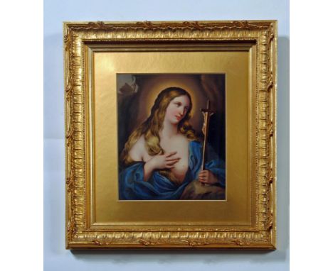 A BERLIN PORCELAIN PLAQUE, early 20th century, of slightly convex oblong form, painted in colours with the half length portra