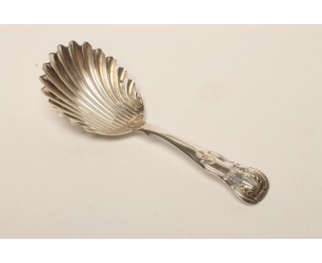 A GEORGE IV SILVER CADDY SPOON, maker probably Andrew Wilkie, Edinburgh 1836, in Kings pattern with fluted bowl, engraved wit