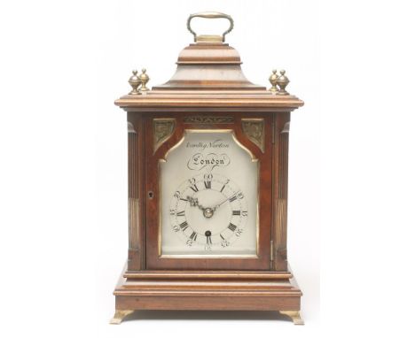 A MAHOGANY CASED TABLE CLOCK by Eardley Norton, London, the single fusee movement with anchor escapement, 6 1/2" silvered dia