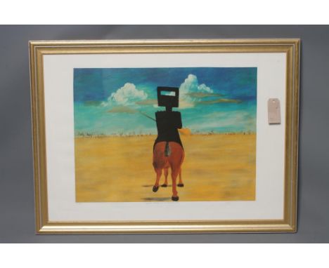 SIDNEY ROBERT NOLAN (Australian 1917-1992), "Ned Kelly in a Landscape", screen print in colours, limited edition 10/85, signe