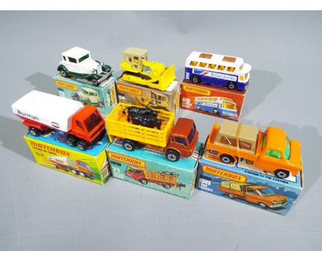 Matchbox - A collection of 6 x boxed 1970s Superfast vehicles including # 63 Freeway Burmah Gas Tanker, # 66 Ford Transit Pic