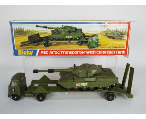 Dinky - A boxed AEC Army Transporter with Chieftain Tank # 616. The models appear Mint and the camouflage net is still there.