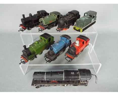 Hornby, Airfix, Triang, Lima - A siding of eight unboxed OO gauge steam and diesel locomotives. Lot includes Hornby 4-6-0 ste