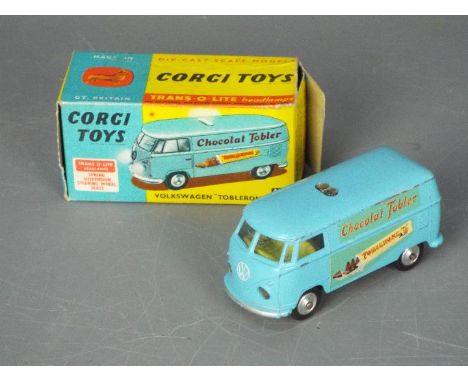 Corgi Toys - A boxed Corgi Toys #441 Volkswagen 'Toblerone' Van. The model in light blue, with spun hubs and yellow interior,