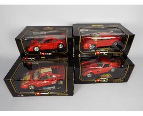 Bburago - 4 x boxed 1:18 scale Ferrari models, # 3011 1962 250 GTO, # 3027 1984 GTO, # 3029 348tb Evoluzione and similar. All