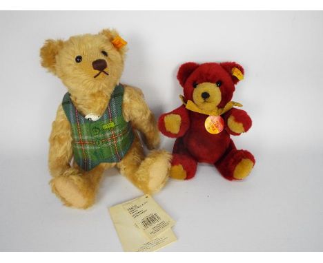 Steiff - two Steiff bears - lot includes a "Petsy" teddy bear with yellow tag on its ear and another Steiff bear with a yello