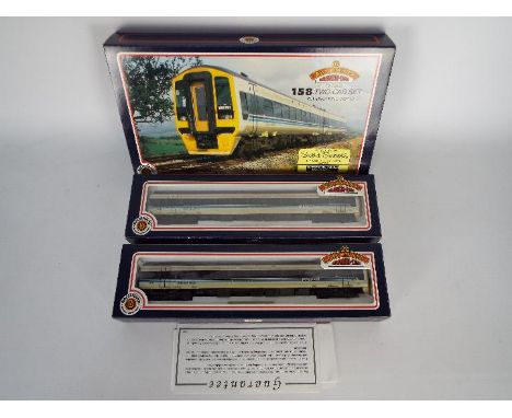 Bachmann - A boxed 158 2 x car DMU set in Regional Railways Express livery. # 31-503. The models show light signs of use and 