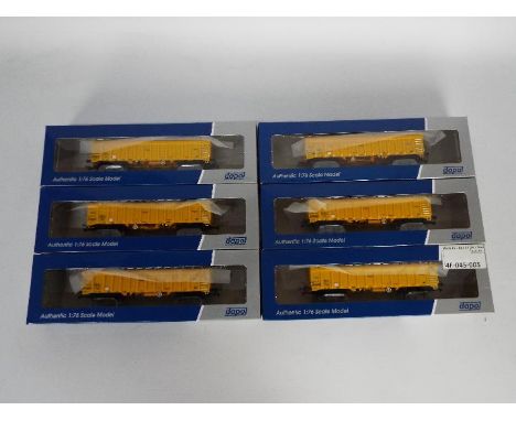 Dapol - A collection of 6 x boxed IOA wagons in yellow Network Rail livery. 2 x # 4F-045-005, # 4F-045-006, # 4F-045-007, 2 x